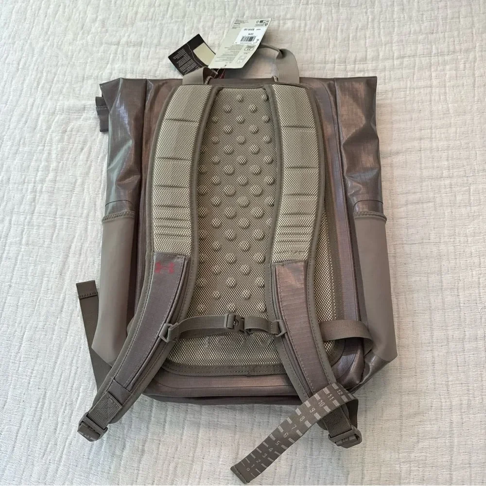 $200 Under Armour Storm Backpack Summit Brown Waterproof Roll Top Magnetic Close